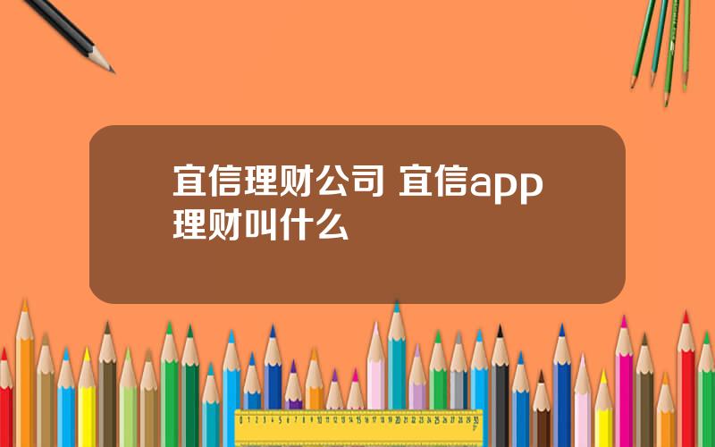 宜信理财公司 宜信app理财叫什么